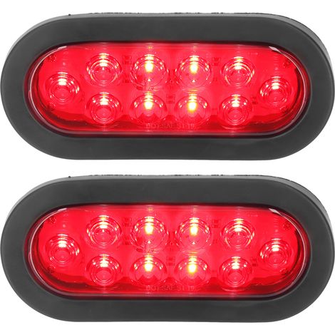 Feux arrière LED ovales rouges 12V, 2 pièces, étanches, pour camion, bateau, remorque, camping-car - clignotants et feux stop (1/5)