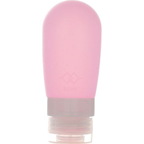 Runde, handliche und niedliche rosa Silikon-Reisekosmetikflasche, 80 ml (1/2)