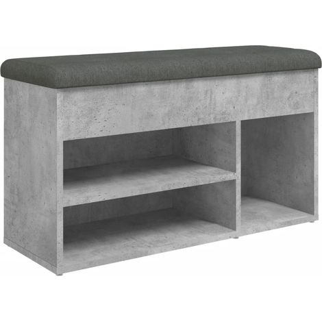 Banc de rangement à chaussures gris béton 82 x 32 x 45,5 cm bois d'ingénierie gris DEC024905 (1/5)