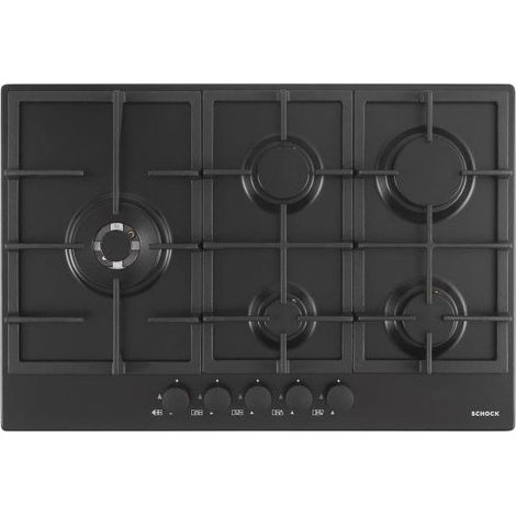 Schock STR85THBKN. Colore del prodotto: Nero, Posizionamento dell'apparecchio: Da incasso, Dimensione della larghezza del piano cottura: 75 cm. Tipo di controllo: Manopola, Posizione di controllo: ... (1/2)