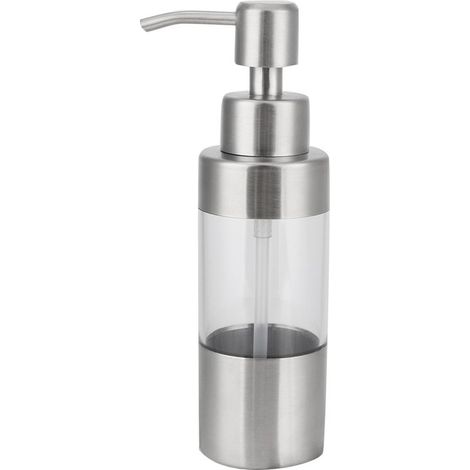 Lot de distributeurs de savon transparents en ABS et acier inoxydable, pompe manuelle, pour salle de bain, matériau acier inoxydable, flacon de savon pour les mains. (1/5)