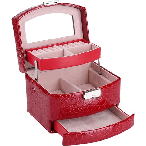 3-stöckige Schmuckaufbewahrungsbox für Halsketten, Ringe und Ohrringe, Geschenkidee für Frauen, Wohnaccessoire (1/5)