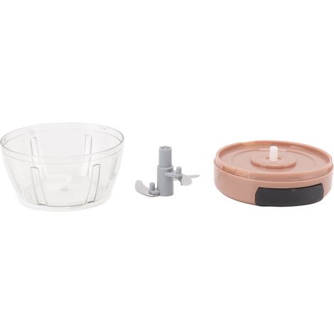 Hachoir manuel à 3 lames pour oignons, ail, poivrons, légumes et noix, idéal pour salades de fruits et légumes (rose et gris). (1/5)