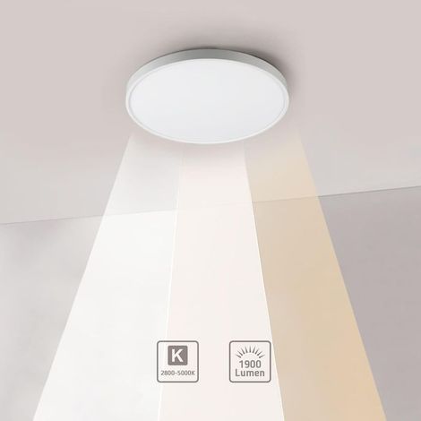 QAZQA Plafonnier LED 18W, Mince Lampe de Plafond, Température de Couleur Réglable LED Plafonnier Applicable à la Salle de Bain la Chambre la Cuisine le Salon le Balcon et le Couloir (1/5)
