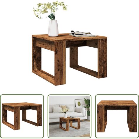 Bois d'ingénierie - Table d'appoint vieux bois 50x50x35 cm bois d'ingénierie (1/5)