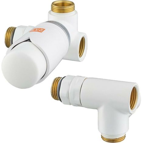 Raccordo a T termostatico, assiale sinistro, bianco (testa rivolta a destra) Luxrad