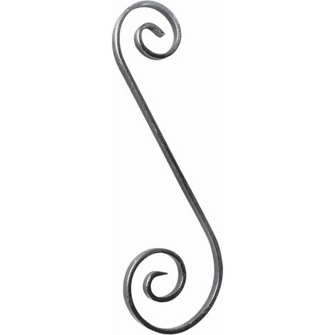 Deco Fer Forge – Volute en S inégale coupe droite 360mm – Fer forgé brut à souder – Largeur 125mm, plat lisse 12x6mm – Décoration portail, clôture, pergola (1/5)