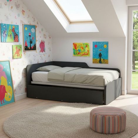 Divano letto piazza e mezza 120x190 con spalliera e secondo letto estraibile - Basalto