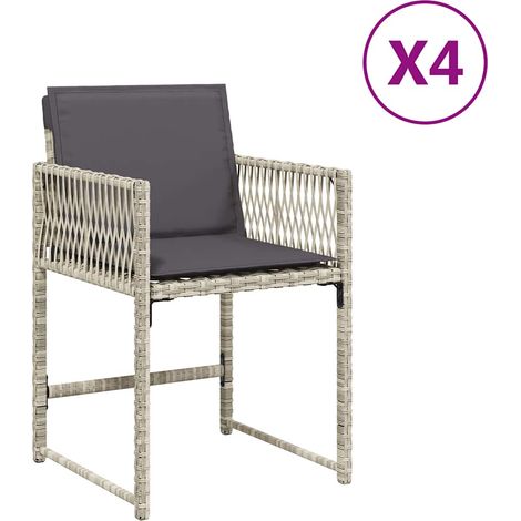 Maison Exclusive - Sedie da Giardino con Cuscini 4 pz Grigio Chiaro in Polyrattan