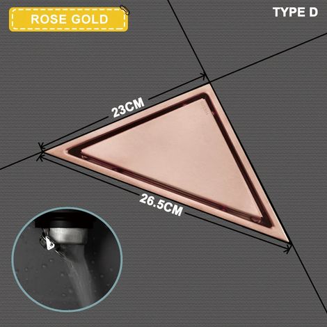 (Triangle Type D)Floor Drain Brushed Rose Gold Anti-Odor Valve Cover Shower Trap Drains for Kitchen Bathroom Laundry Room Bathroom Accessories (1/4)