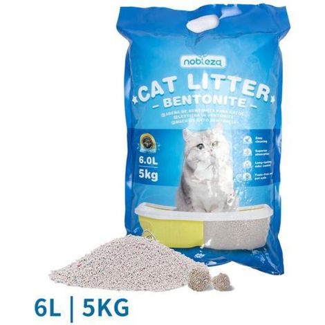 Litière pour chat à la bentonite 5kg Litière fine pour chats Litière pour chat (1/5)