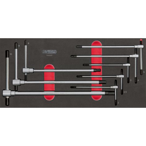 Ks Tools – Module de clés mâles 6 pans à poignée en T – 8 pièces – Dimensions L.390 x l.188 x H.35 mm – Mousse imputrescible pour durabilité (1/3)