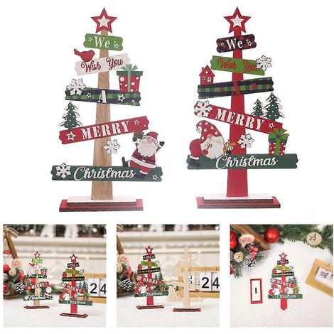 Décorations de Noël en bois pour table, idéales pour un projet de bricolage ou un cadeau. (1/4)