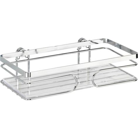 Tablette de douche en acier inoxydable – Fixation murale avec vis et chevilles – Dimensions 24x6,5x13,5 cm – Rangement facile pour cosmétiques
