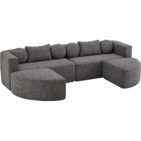 Canapé modulable 4 places Canapé rembourré en nuage entièrement compressé Canapé-lit modulable avec fonction couchage Noir 292x165x68 cm (1/5)