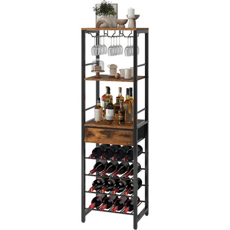 Casier à vin 3-en-1 avec tiroir et porte-verres
