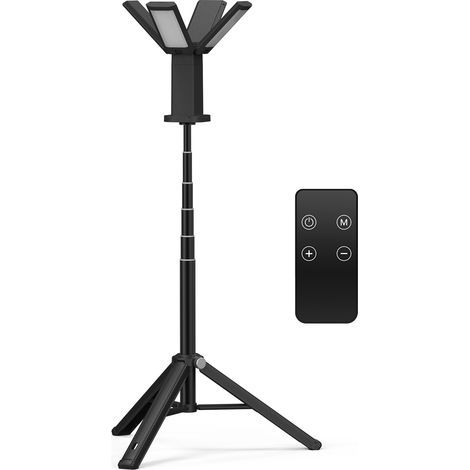 Foco de construcción LED con batería solar y trípode, batería de 14000 mAh, 1000 lúmenes de brillo, ideal para actividades al aire libre y acampada. (1/5)