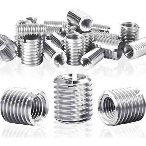 Insert fileté M8 sur M6 x 12mm, 24 pièces adaptateurs filetés m8 m6, douille filetée en acier inoxydable, adaptateur pour connexions vissées, manchon réducteur m8 sur m6, adaptateur m6 sur m8 (1/5)