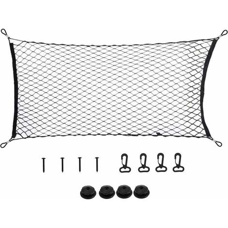Filet de rangement universel pour voiture, filet de rangement pour bagages, filet de coffre de voiture, filet d'accessoires de voiture, filet pour bagages d'enfants, pour SUV, camion noir（70120cm）