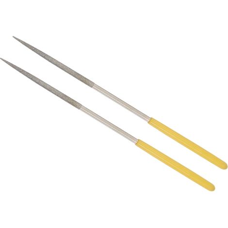 Lime à Aiguille Revêtue de Diamant,  Queue de 3 mm, Longueur de 140 mm, Outil d'Affûtage de Lime Ronde Revêtue de Diamant - (pour Métal, Verre, Pierre), 2 Pièces (1/5)