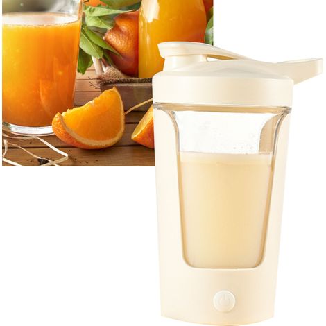 Nouvelle tasse à mélanger automatique, résistante à la chaleur, étanche, résistante aux chutes, agitateur à café électrique, agitateur à lait en poudre, blanc cassé. (1/4)