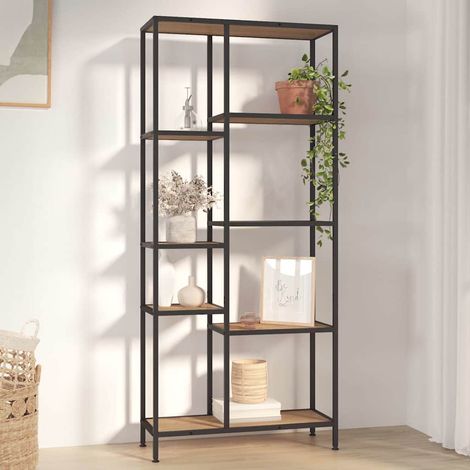 Bibliothèque Étagère de Rangement - pour Bureau Salon Chambre Cuisine 80x30x180 cm Acier et bois d'ingénierie BV533512 - BonneVie (1/5)
