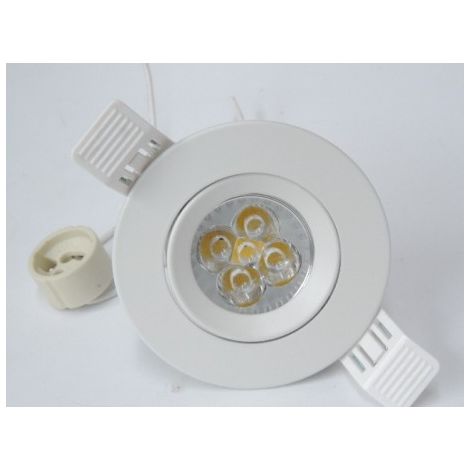 Spot encastré LED 5W Ø 90mm blanc orientable avec lampe GU10 3000K 420lm 230V non-dimmable IP20 BE-LED BL08002001 (1/2)