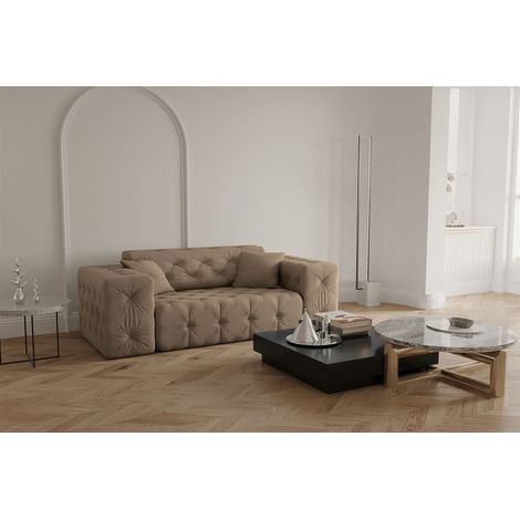 Sofa Designersofa CHANTAL 2-Sitzer in Stoff Opera Velvet Taupe (1/5)