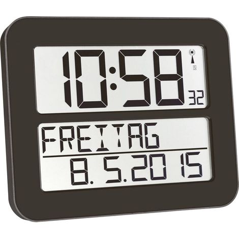 Horloge murale TFA Dostmann 60.4512.01 radiopiloté(e) 25.8 cm x 21.2 cm x 3 cm noir (1/2)