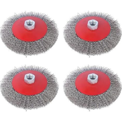 Wire Brush Set Angle Grinder Brush M14 Steel Brush Cordless Screwdriver 125mm Flexible Wire Brush Drill Metal Stone Cleaning Descaling Tool 4 Pcs (1/5)