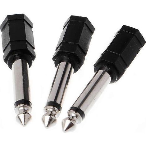 Lot de 3 adaptateurs convertisseurs : fiche mono 6,35 mm (1/4") vers prise jack femelle 3,5 mm (1/8"). (1/5)