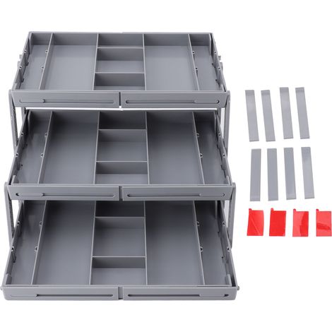 boîte de rangement-Organisateur de bureau extensible et pliable pour bijoux, accessoires et cosmétiques, 3 rangées, 13 pièces (1/5)