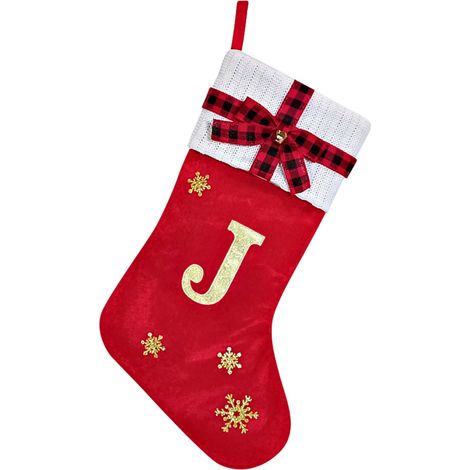 Chaussette De Noël En Tricot - Lettres De L'alphabet A À Z - Décoration Pour Arbre De Noël Et Épeler Les Mots - 26 Pièces (1/5)