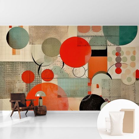 Tapete Vliestapete mit Kleber modern - Wanddeko für Küche - Klebefolie Wand - luxus Look Farbenfrohe Abstraktion 416x254 cm (1/5)