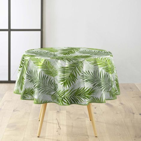 Nappe Ronde "Green Feuilles" 160cm Vert