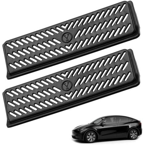 BUNTHAUS 2 Pièces Tesla Model Y Accessoires 20 x 6 cm Protection de la Grille d'aération du Flux d'air Remplacement pour Tesla Model Y 2019—2023, Protections de Climatisation Sous les évents de Siège (1/5)