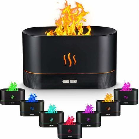 Ätherische Öle Diffusor, 180ML mit 7 Farben und Flammeneffekt, Leiser Luftbefeuchter für Aromatherapie im Büro oder Yoga, Automatische Abschaltung bei Wassermangel (1/5)
