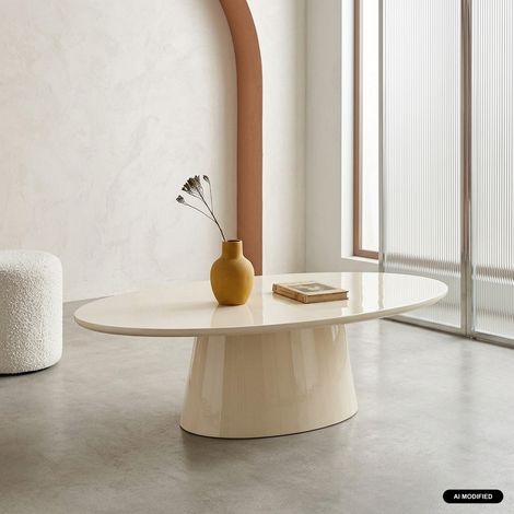 Table basse ovale finition glossy crème - Nell