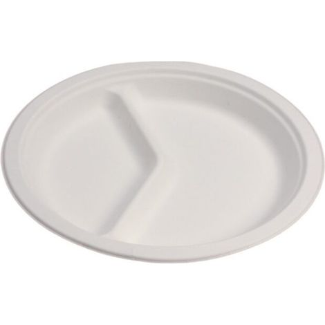 Assiette jetable plate à deux compartiments de 26 cm en cellulose - 50 pièces - Ecobioshopping (1/3)