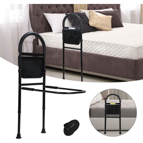 Randaco Bettgitter Aufstehhilfe Bett, Höhenverstellbar Haltegriffe Für Senioren Pflegebett Zubehör, mit Ablagetasche&Sensorlicht