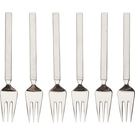 Alessi 4180/16 Dry Forchetta da Dolce in Acciaio Lucido con Manico Satinato, Set da 6 (1/3)