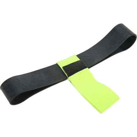 Sangle élastique durable pour bouteille plongée 6 litres, fixation robuste tuba et détendeur, couleur vert fluo. (1/5)