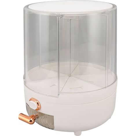 Distributeur de céréales rotatif à 360° en plastique, 6 compartiments, boîte de rangement pour riz et haricots, blanc, 6,5 kg / 14,3 lb (1/5)