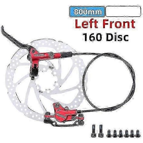 Frein de vélo Unique M8000 pour VTT, frein à disque hydraulique, étrier de frein à pression d'huile, 800/1400 mm (disque avant gauche rouge) (1/5)