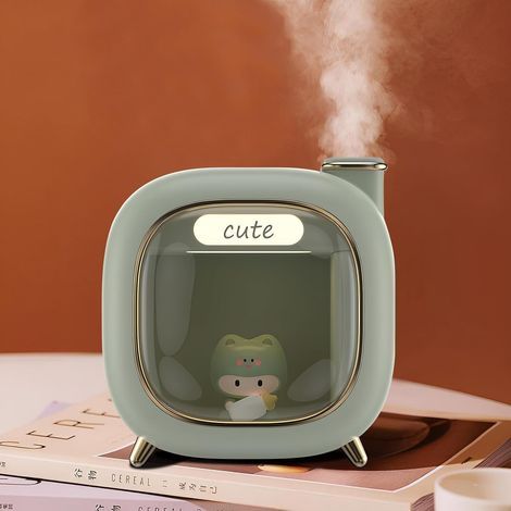 Humidificateur pour animaux mignons, humidificateur créatif, rechargeable (vert) (1/5)