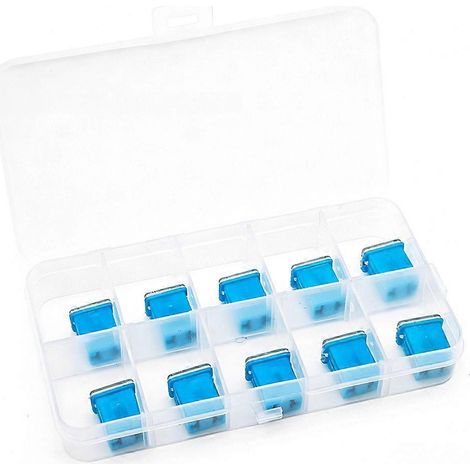 Packung mit 10 quadratischen 20A-Kfz-Sicherungen, kompaktes Gehäuse für SUVs, Pkw, Lkw und Boote (1/5)