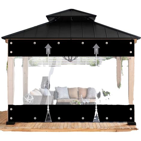 Lona de PVC, diseño impermeable, propiedades ignífugas, color negro, 2,1 m de alto x 3 m de ancho. (1/2)