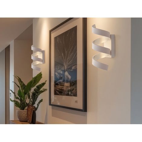 Ausgefallene LED Wandleuchte 2er Set Weiß / Silber, Höhe 26cm