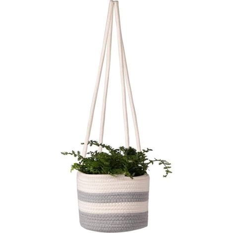 Hangende plantenpotten voor binnen/buiten, macramé plantenhanger, handgemaakte hangende katoenen touwplantenbak, bloempot, opbergmand, woondecoratie (1/5)
