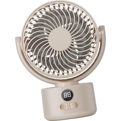 Ventilateur de camping rechargeable 3600 mAh pour intérieur/extérieur Affichage numérique Ventilateur léger(Blanc) (1/5)